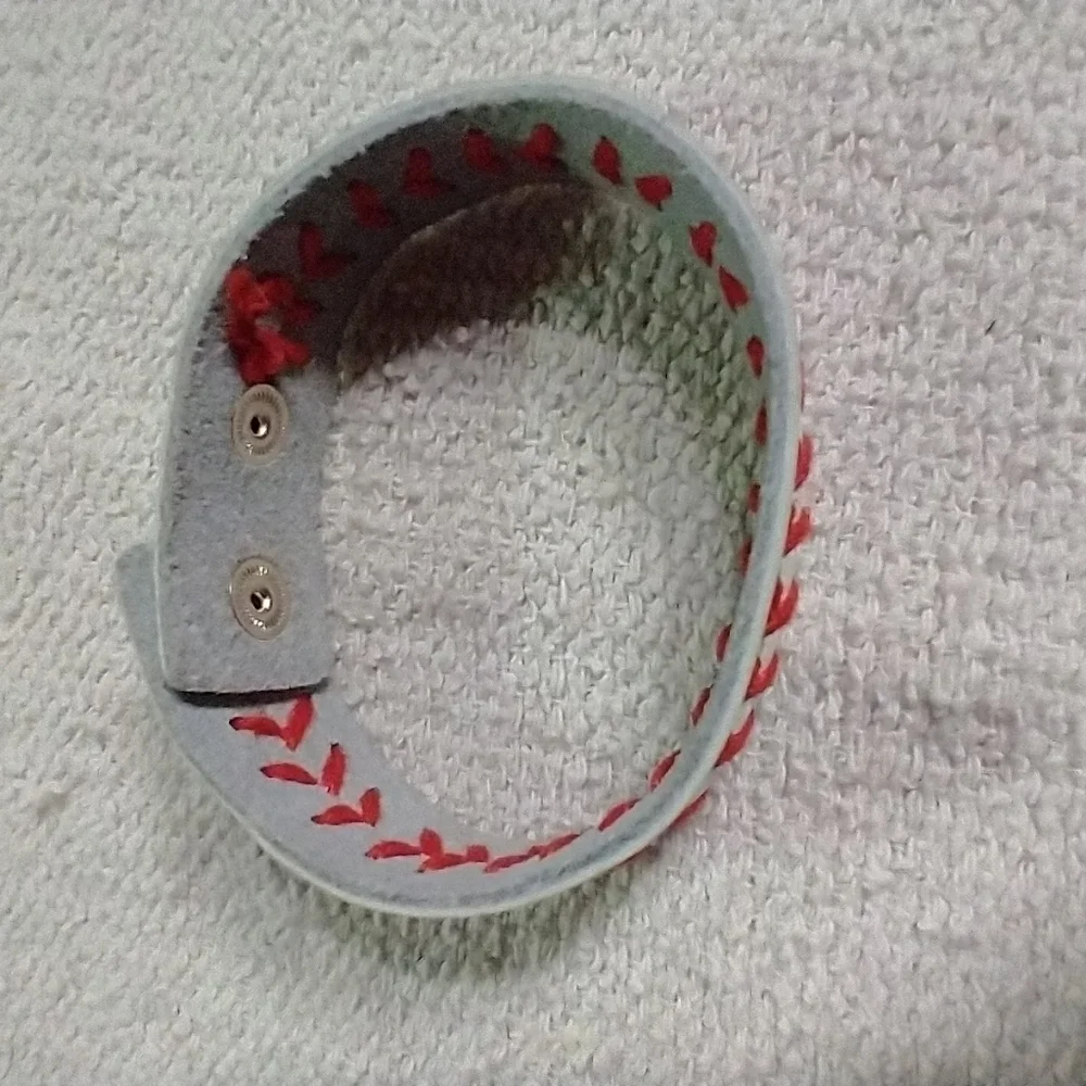White red baseball softball sports bracelet